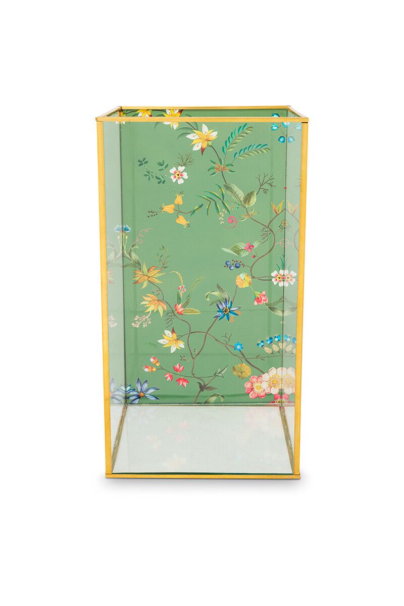 Storage Box Glass Gold Tall
