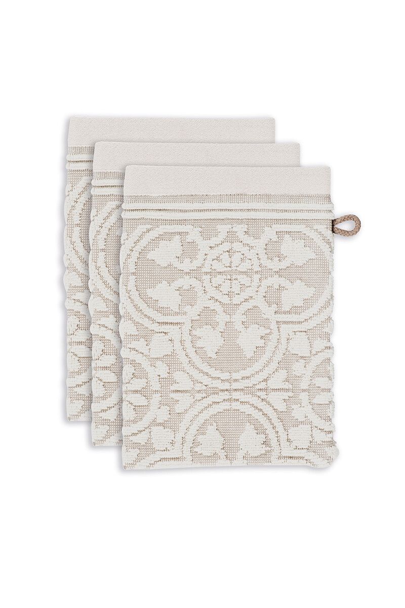 Washandje Set/3 Tile de Pip Khaki 16x22 cm