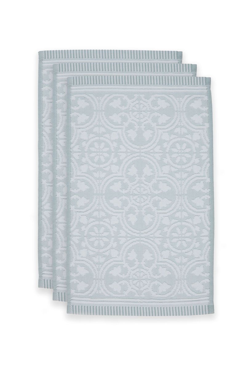 Lot de 3 Serviettes Invité Tile de Pip Bleu Clair 30x50cm