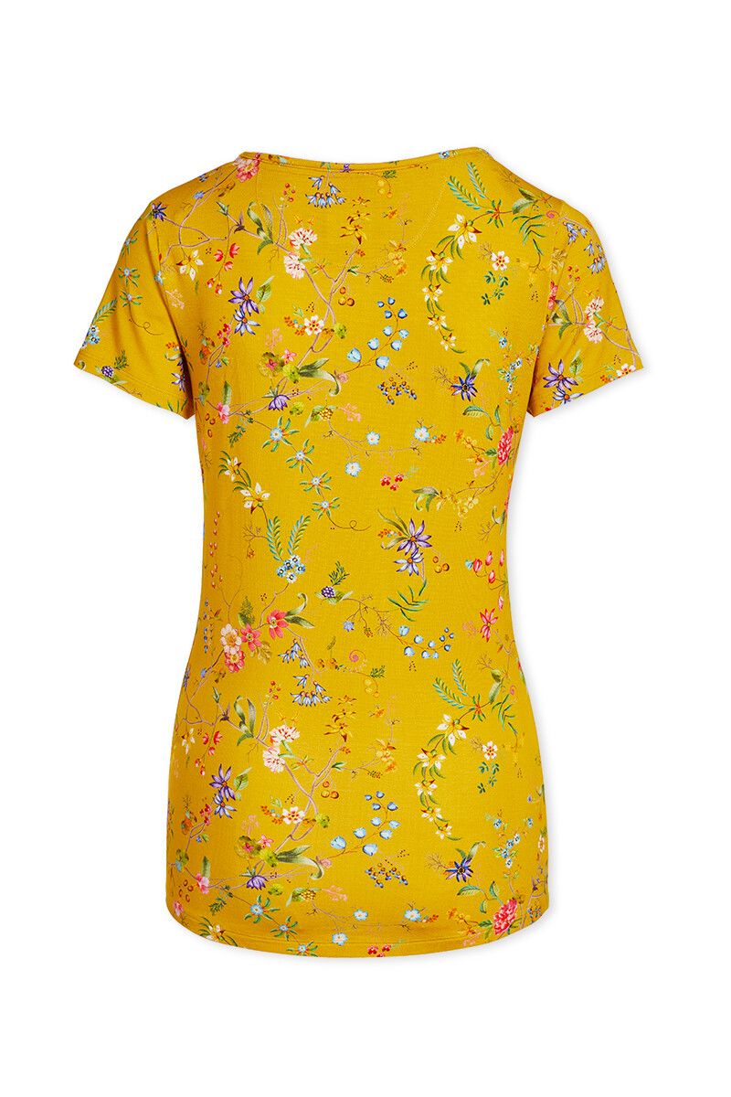 Top Korte Mouw Petites Fleurs Geel