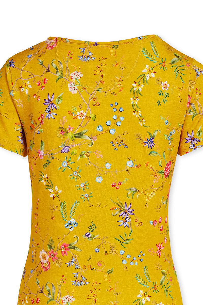 Top Korte Mouw Petites Fleurs Geel