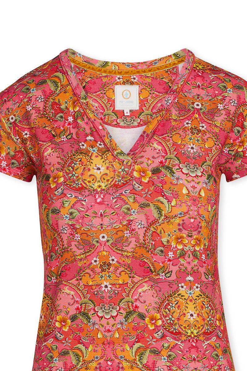 Short Sleeve V-Neck Pippadour Pink