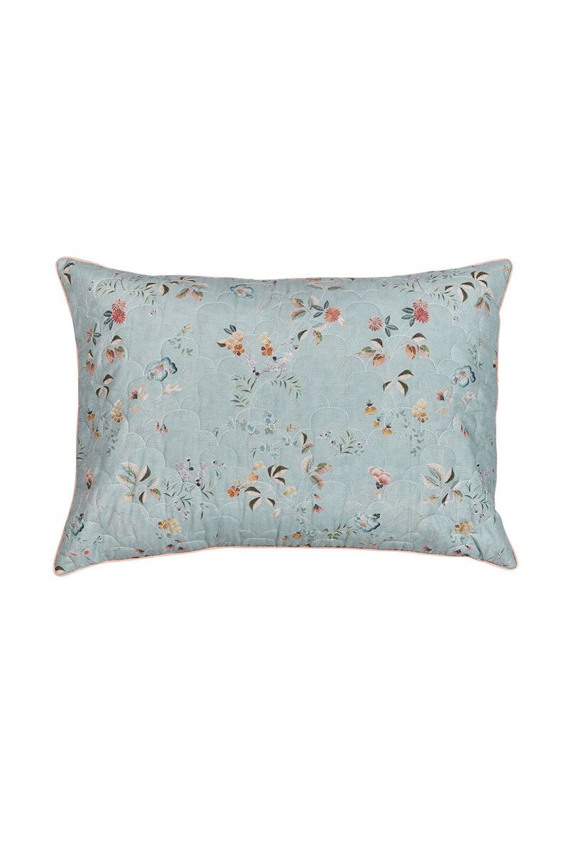 Rechteckige Zierkissen Quilted Tokyo Blossom Hellblau