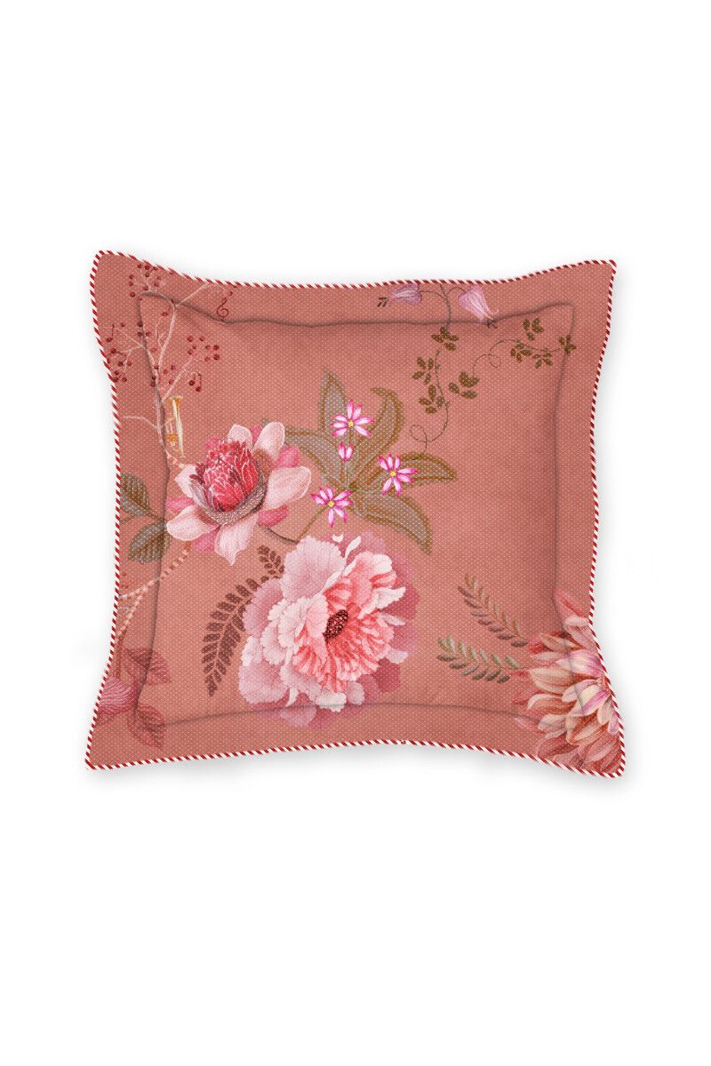 Quadratisches Zierkissen Tokyo Bouquet Rosa/Terra
