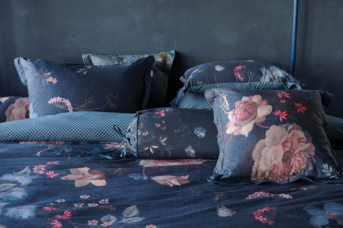 Bettbezugsset Tokyo Bouquet Dunkelblau