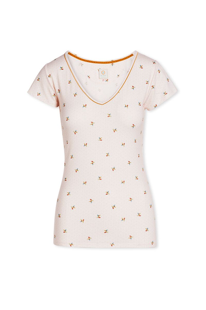 Top Korte Mouw Bisous Licht Roze