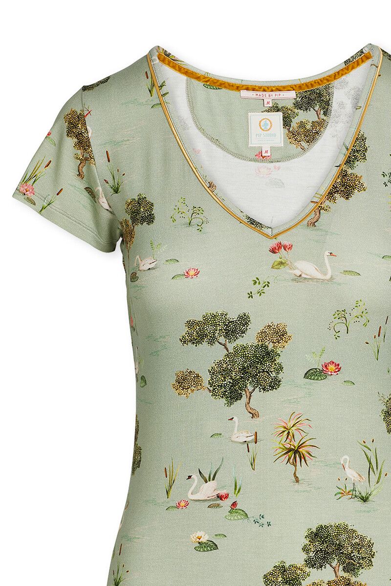 Short Sleeve Swan Lake Green