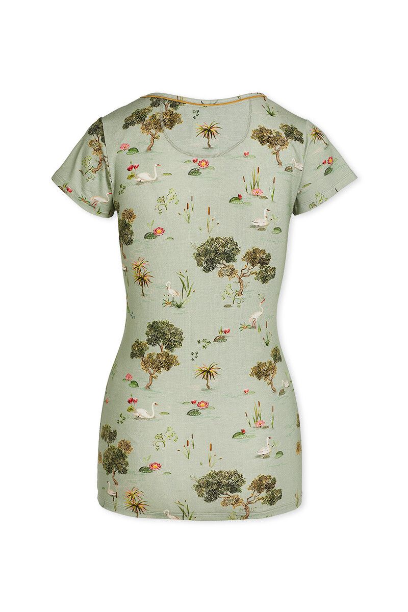 Short Sleeve Swan Lake Green