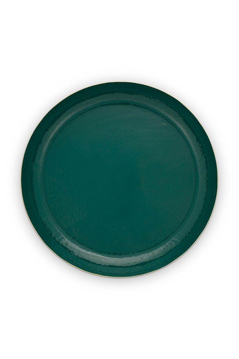 Tray Enamelled Dark Green 50 cm