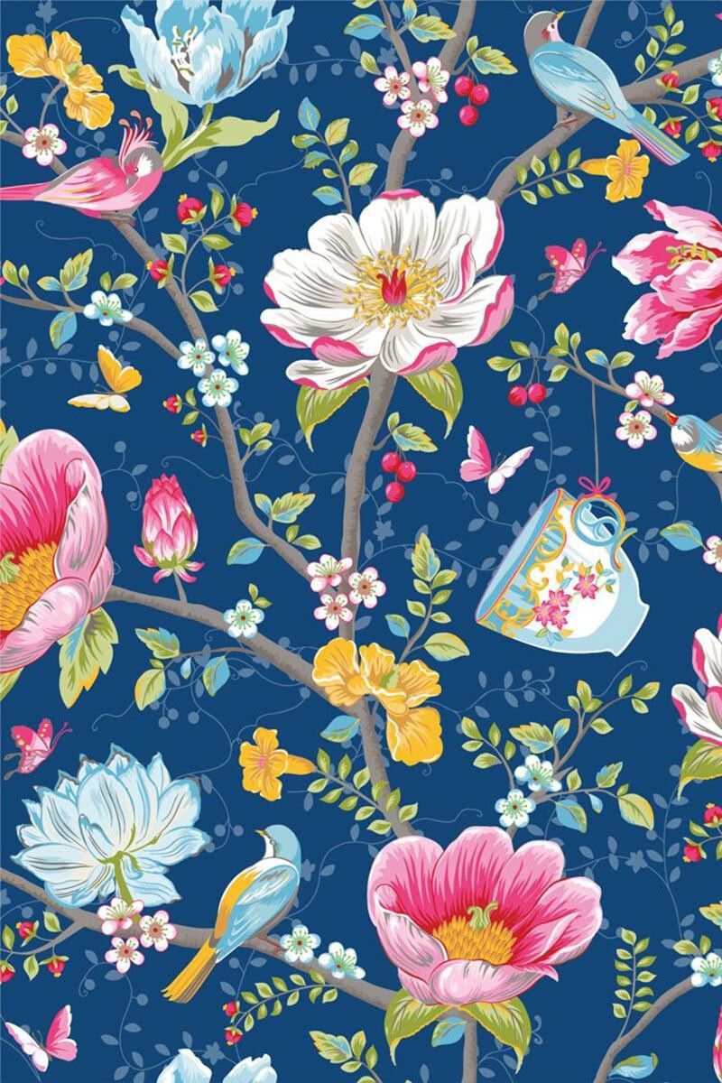 Pip Studio Chinese Garden Non-Woven Wallpaper Dark Blue