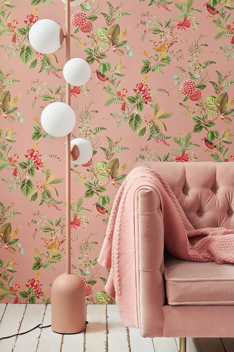 Pip Studio Floris Non-Woven Wallpaper Pink