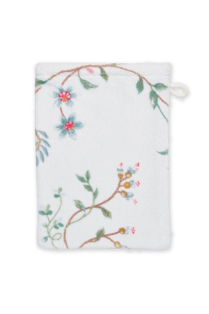 Washandje Les Fleurs Wit 16x22 cm