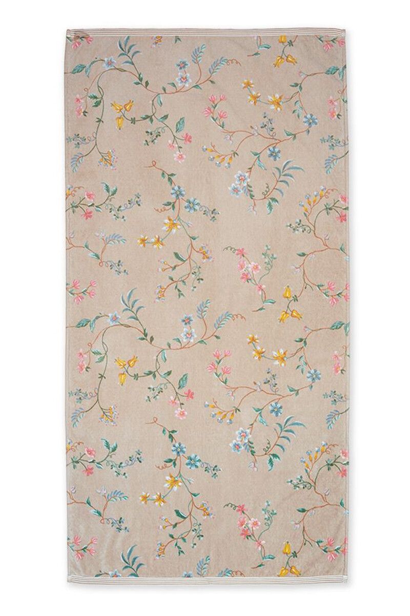 Grote handdoek Les Fleurs Khaki 70x140 cm