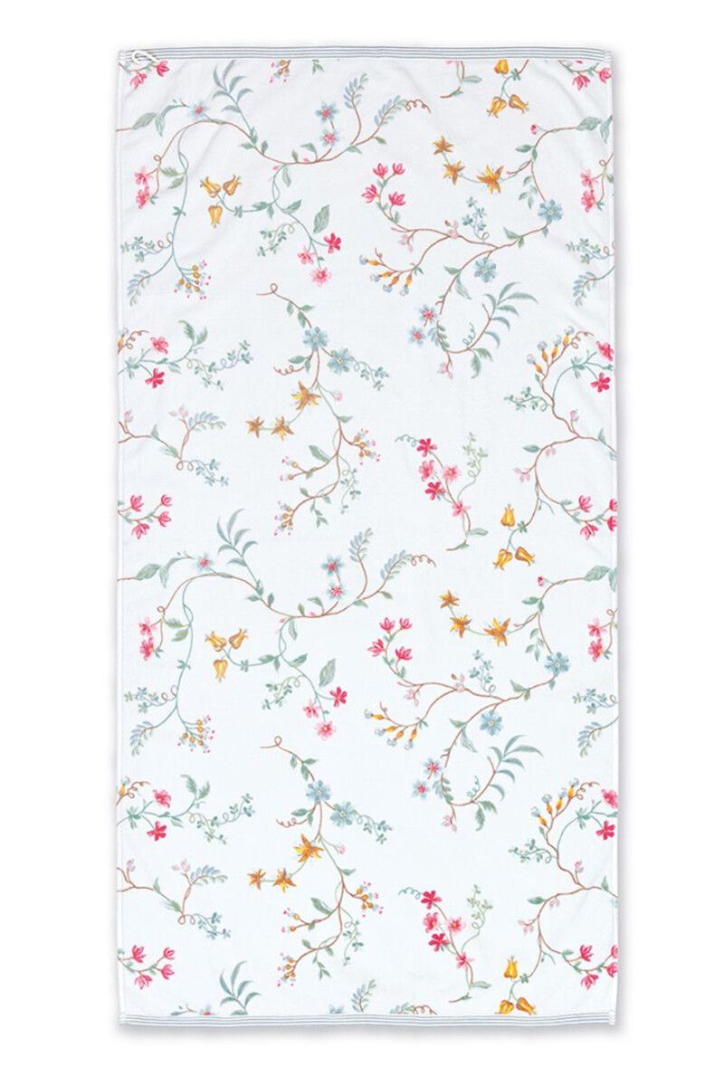 Große Handtuch Les Fleurs Weiß 70x140 cm