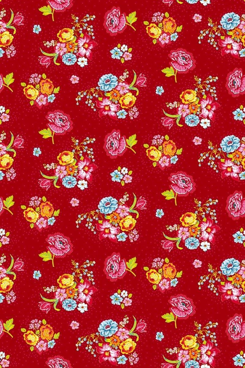 Bunch of Flowers wallpaper red - Rood