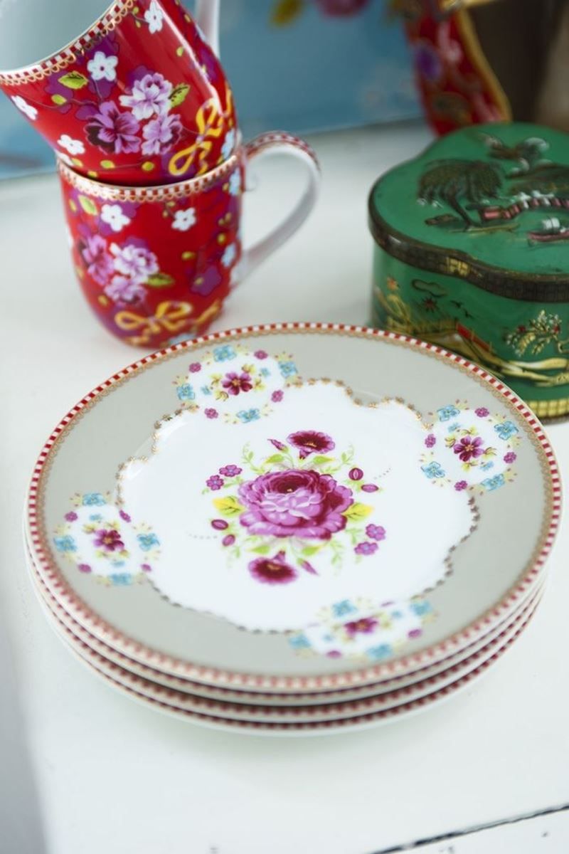 Floral Pastry Plate khaki 17 cm