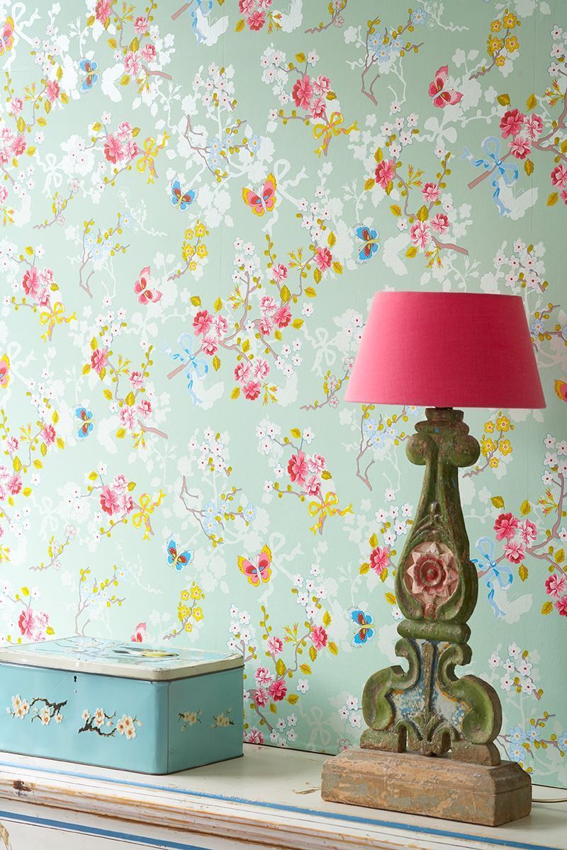 Pip Studio Chinese Rose Non-Woven Wallpaper Soft Green