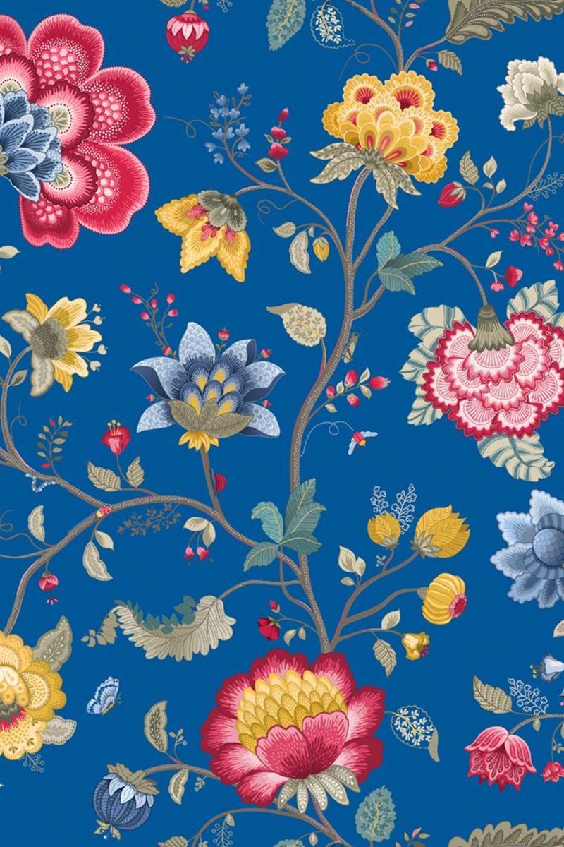 Pip Studio Floral Fantasy Non-Woven Wallpaper Dark Blue