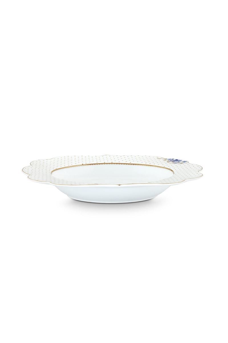 Assiette Creuse Royal White Points Dorés 23,5 cm