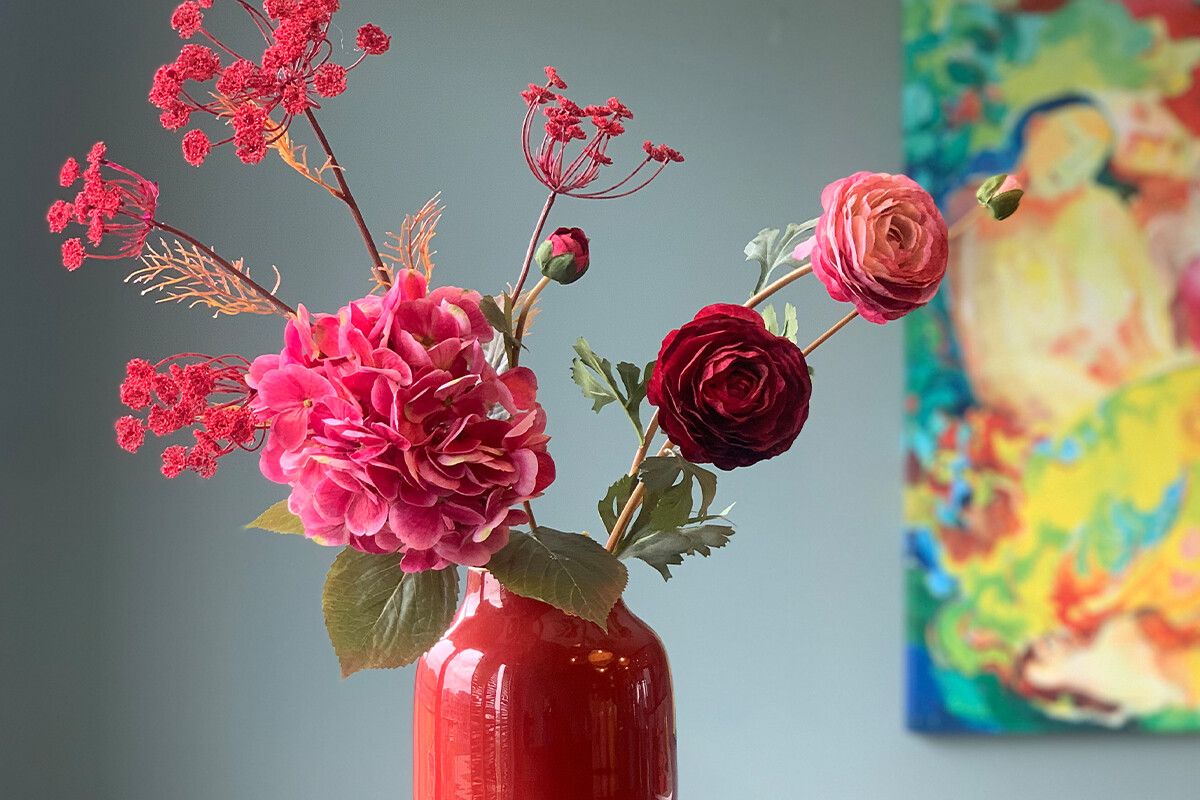 Vase Ovale en Métal en Coloris Rouge 30 cm