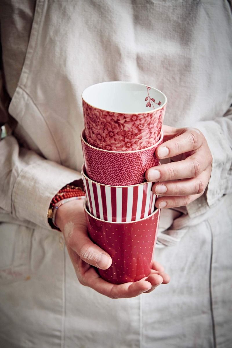 Royal Stripes Mug Flower Dark Pink