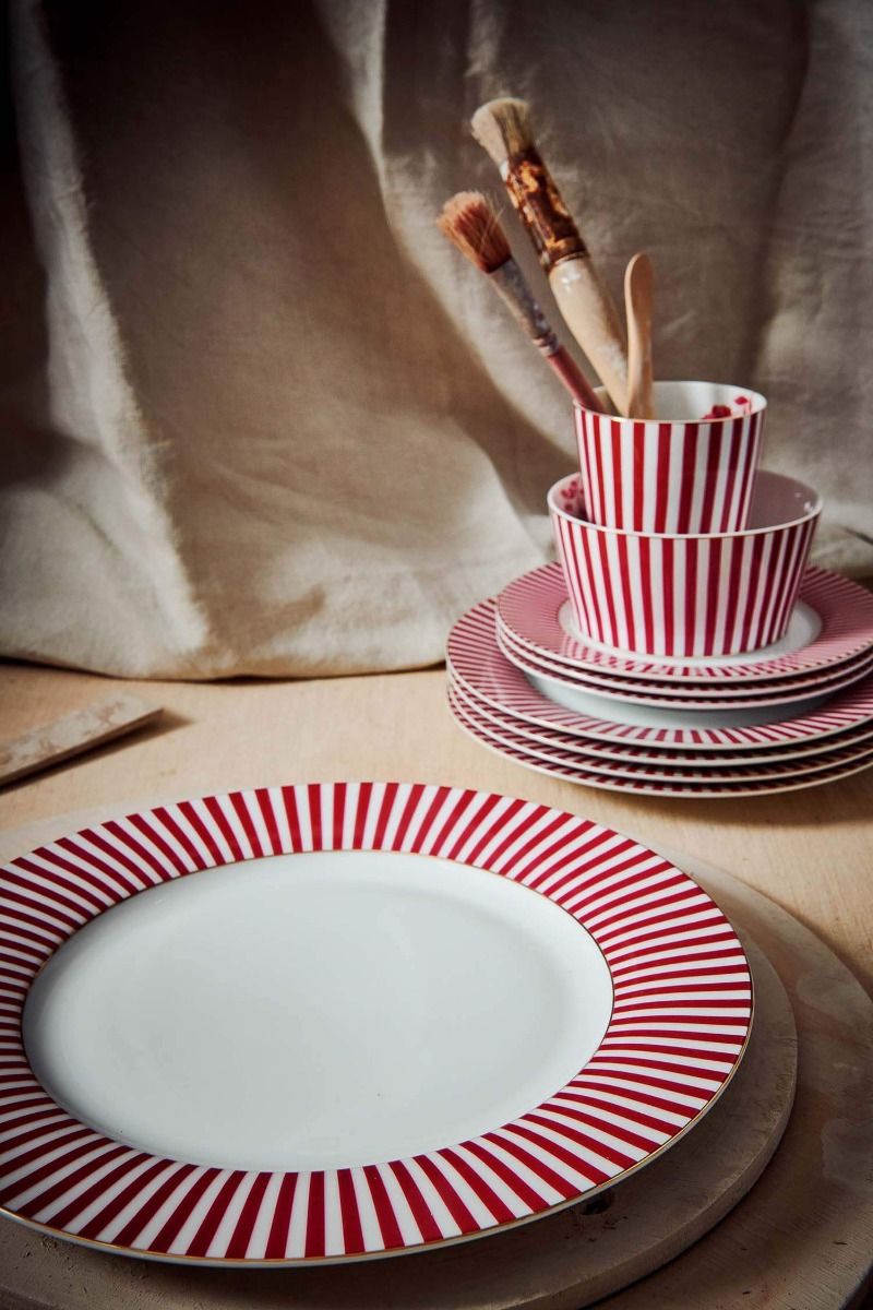 Royal Stripes Dinner Plate Dark Pink 26.5cm