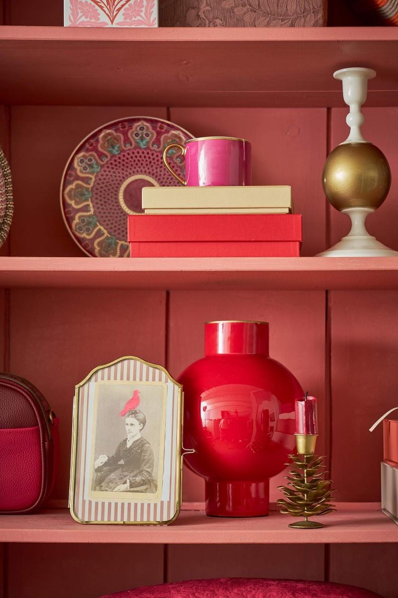 Vase Metal Small Red 24cm