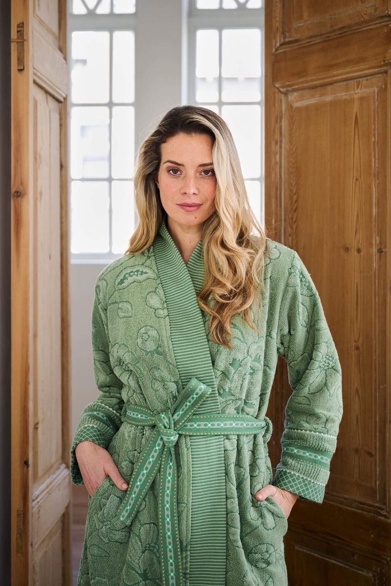 Badjas Jasmin Jacquard Groen