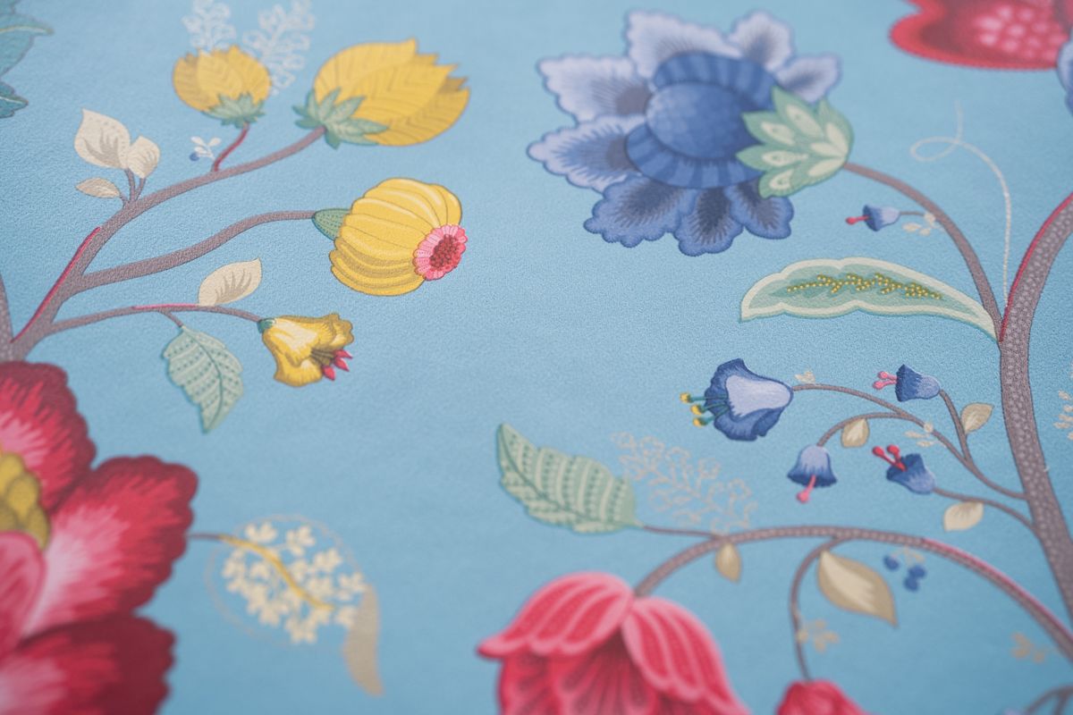Pip Studio Floral Fantasy Non-Woven Wallpaper Light Blue