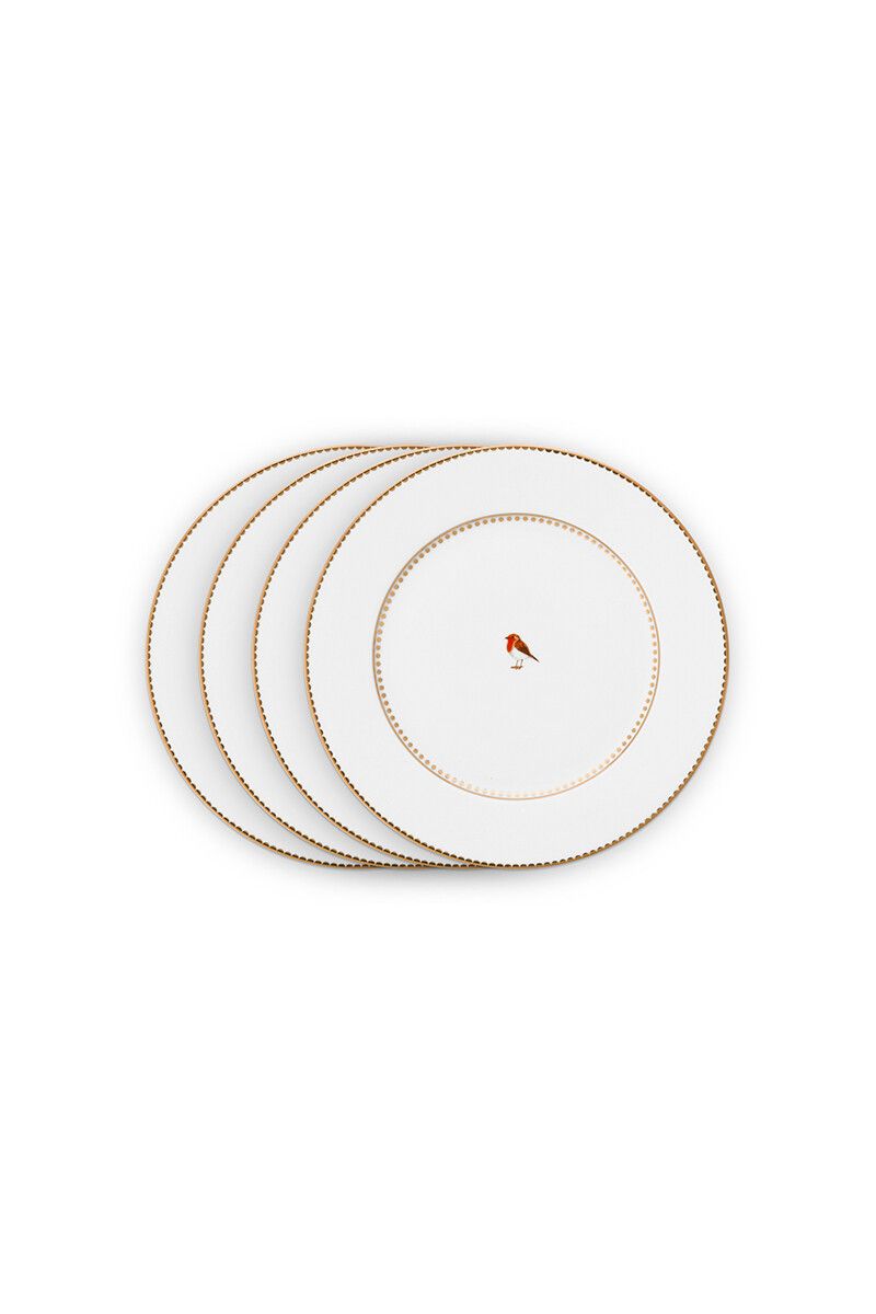 Love Birds Set/4 Breakfast Plates White 21 cm