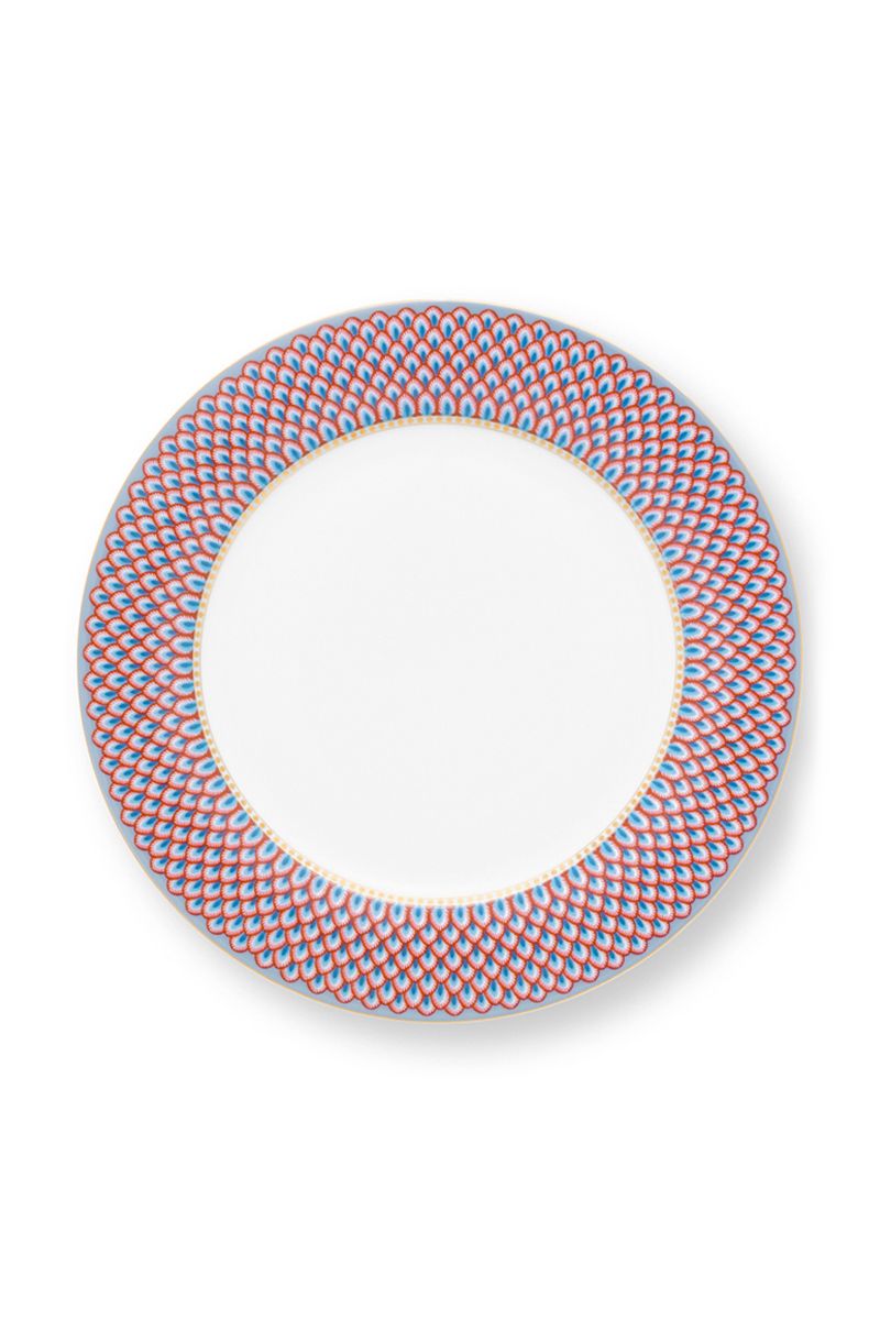 Flower Festival Set/4 Dinner Plates Red/Light Blue 26.5cm