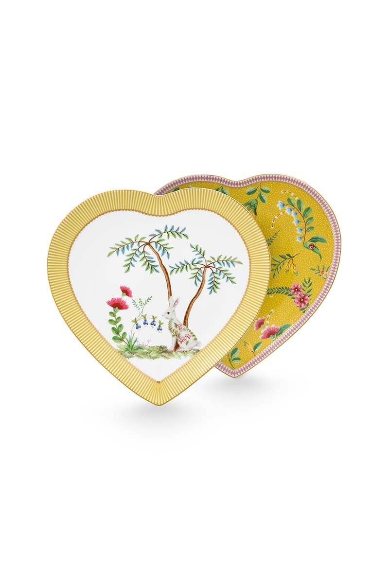 La Majorelle Set/2 Heart Shape Plates Yellow