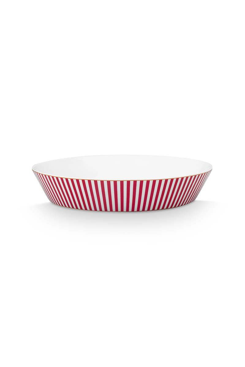 Royal Stripes Deep Plate Dark Pink 21.5cm