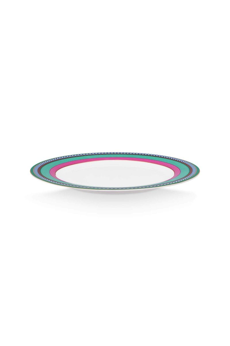 Pip Chique Stripes Breakfast Plate Pink/Green 23cm