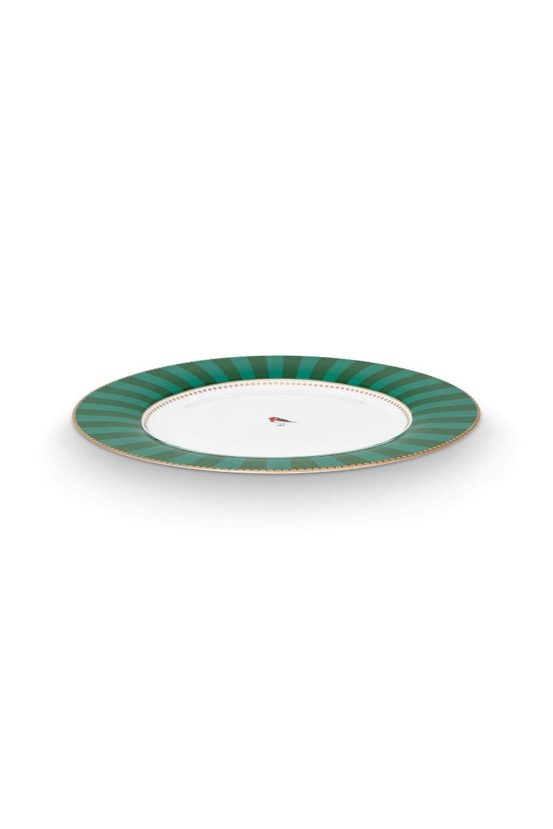 Love Birds Assiette à Dessert Rayures Vert 17cm