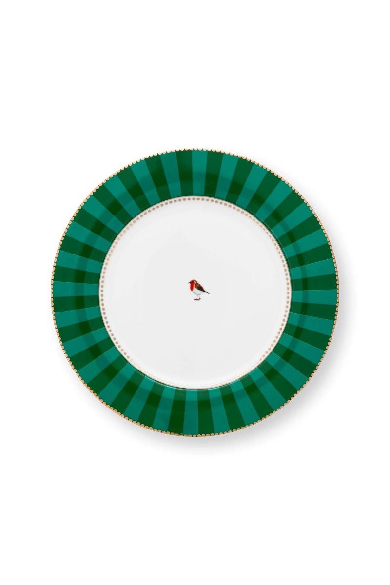 Love Birds Assiette Plate Rayures Vert 26.5cm