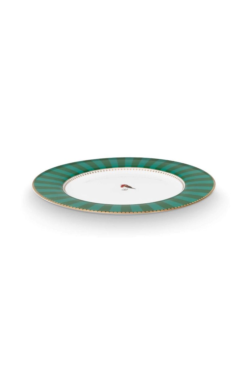 Love Birds Dinner Plate Stripes Green 26.5cm