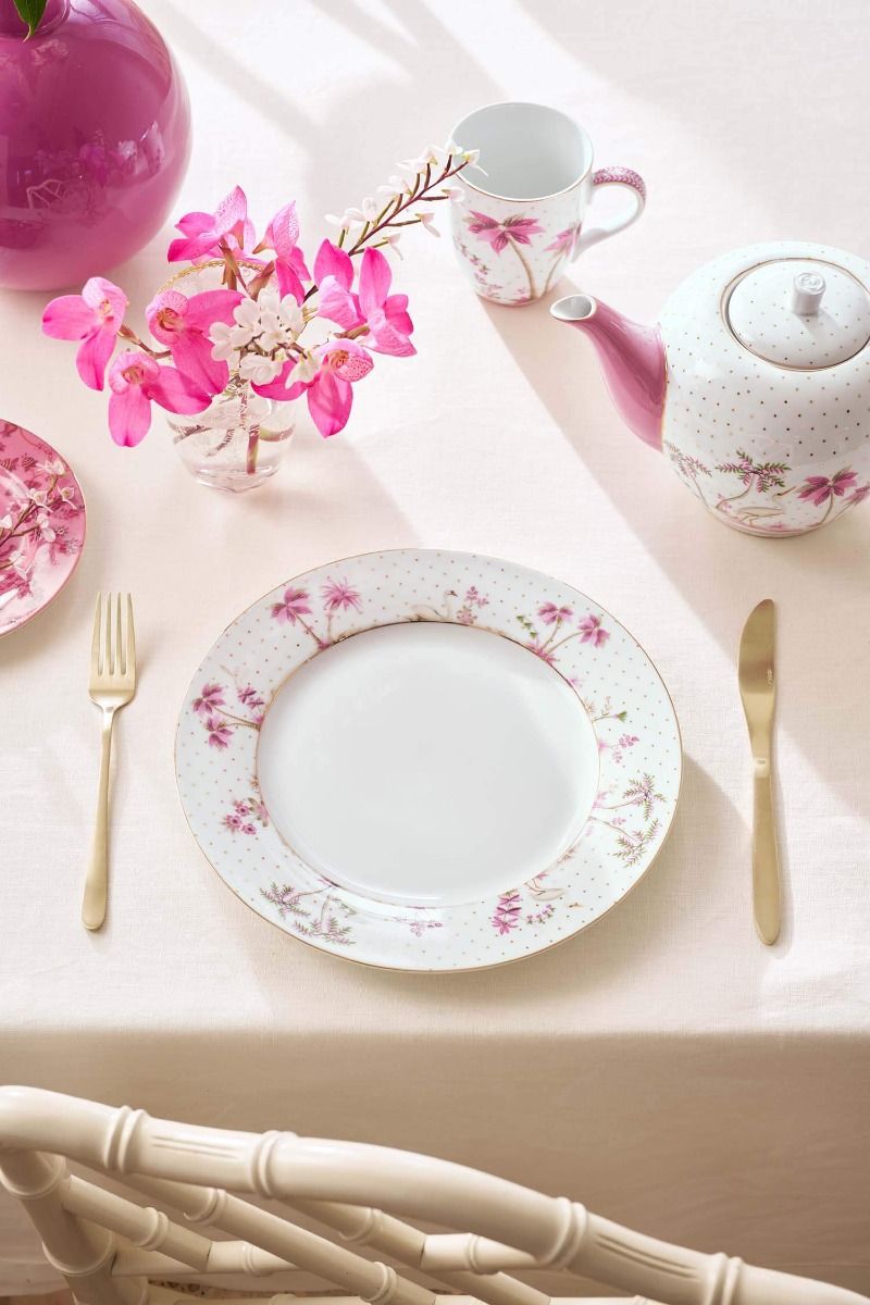 Assiette Plate Jolie Points Or Rose 26.5cm