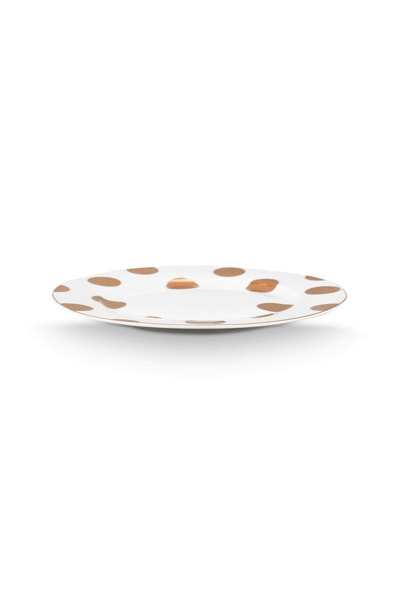 Set/2 Assiettes Dot Delight Blanc/Or 23cm