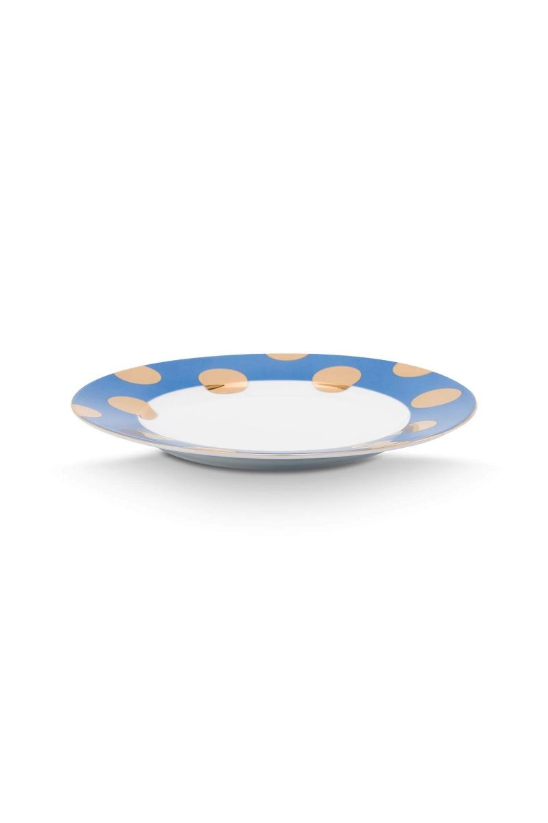 Set/2 Assiettes Dot Delight Bleu Clair/Or 21cm