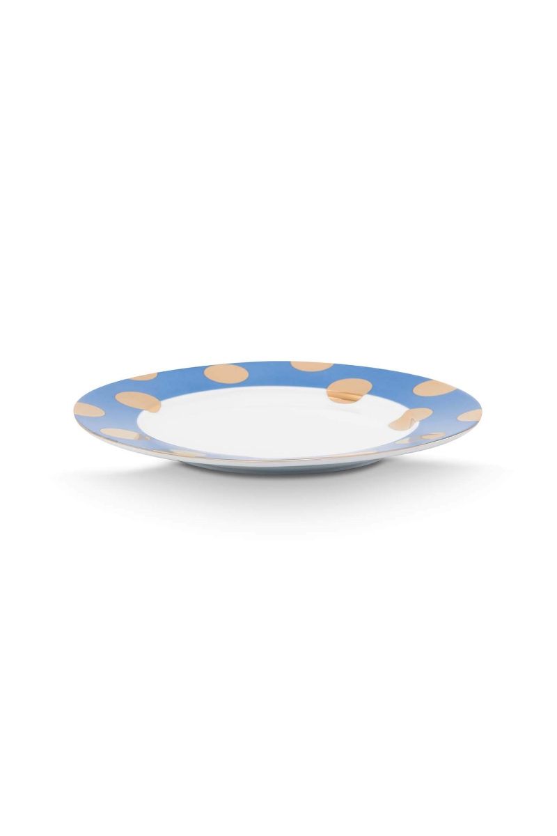 Set/2 Assiettes Dot Delight Bleu Clair/Or 23cm