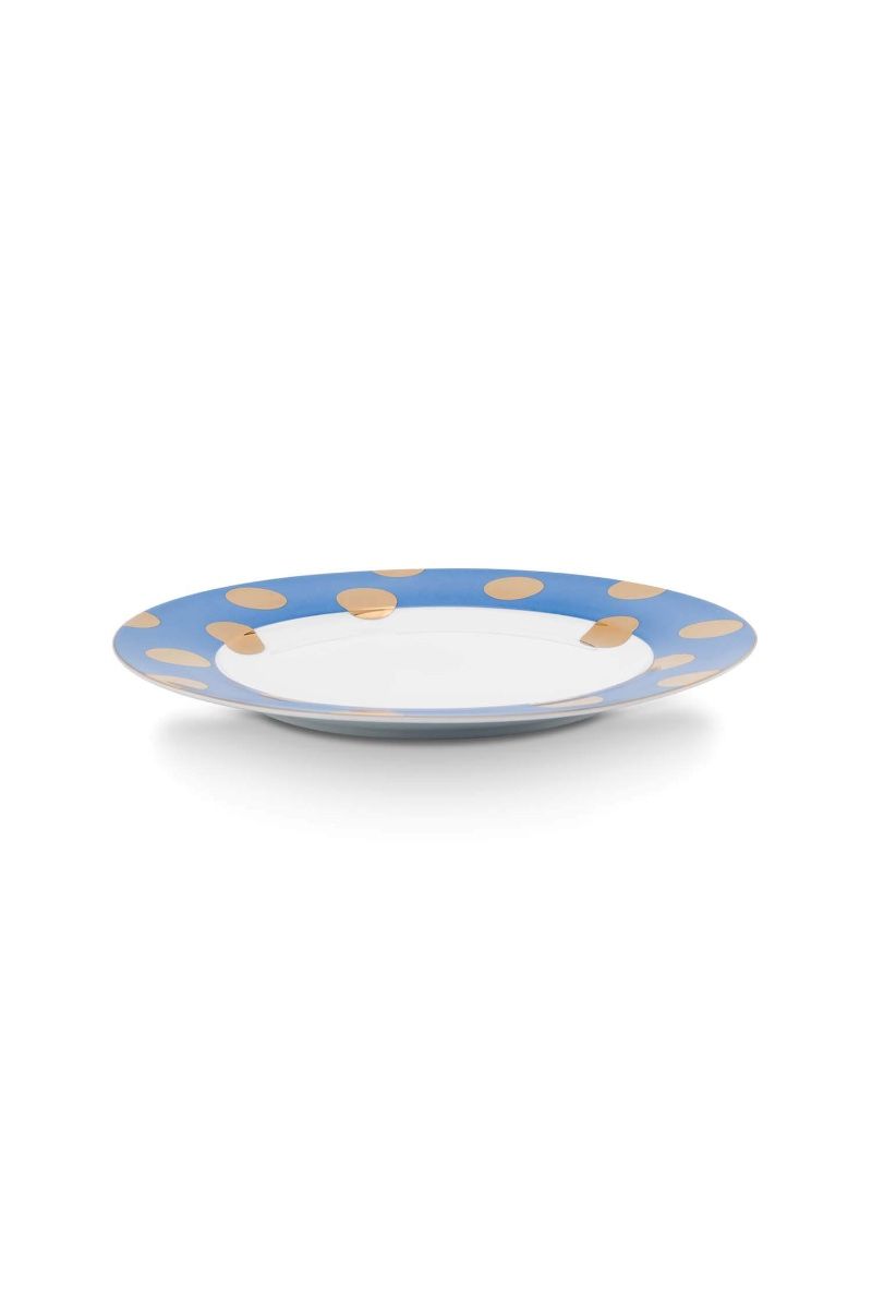 Set/2 Assiettes Dot Delight Bleu Clair/Or 26.5cm