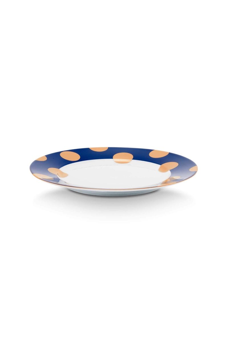 Set/2 Assiettes Dot Delight Bleu Marine/Or 21cm