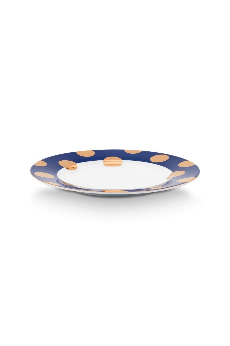 Set/2 Assiettes Dot Delight Bleu Marine/Or 23cm