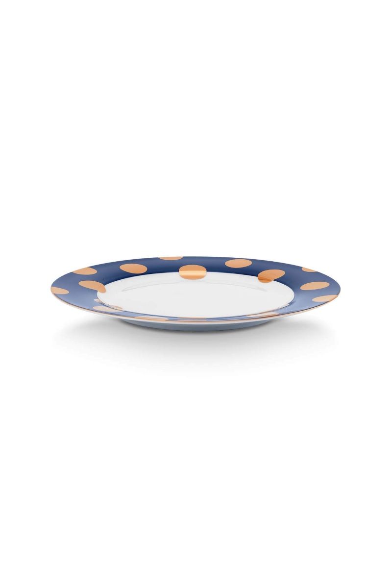 Set/2 Assiettes Dot Delight Bleu Marine/Or 26.5cm