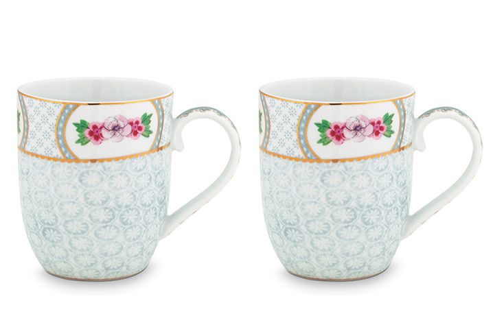 Blushing Birds Set of 2 Mugs small white