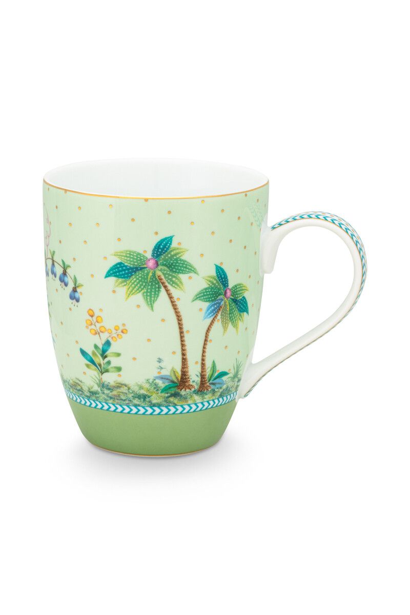 Jolie Tasse Gross Goldene Punkte Grün