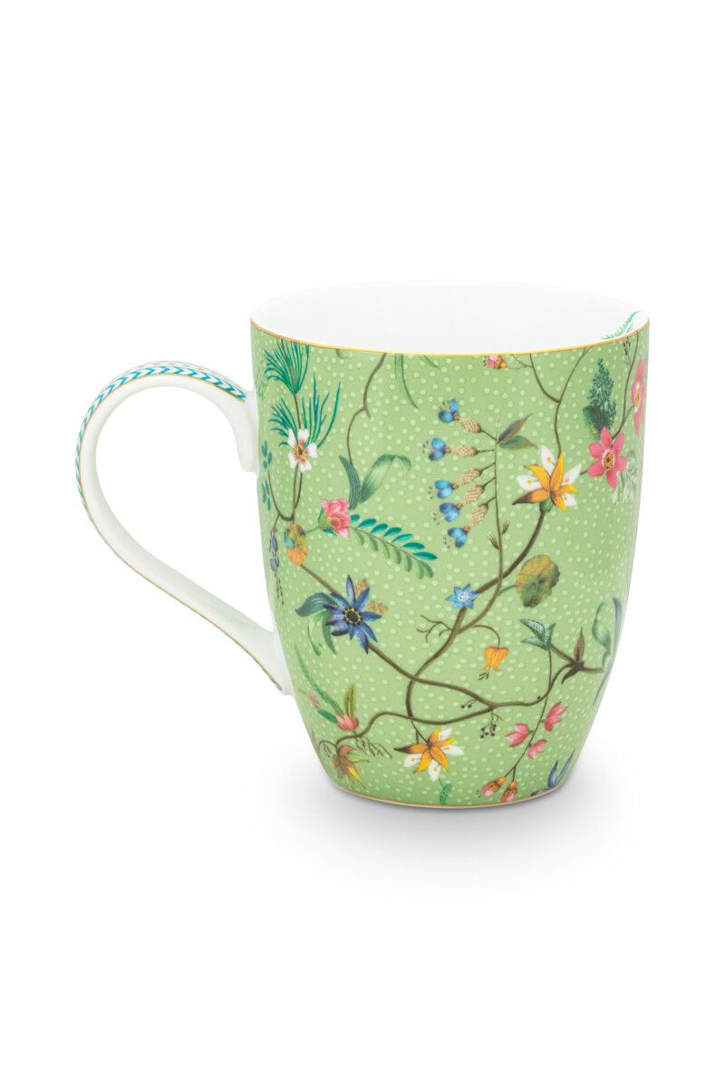 Jolie Tasse Gross Blumen Grün
