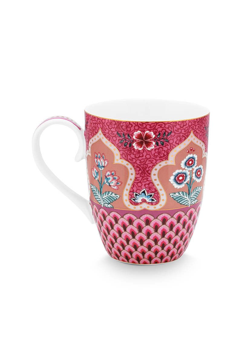 Flower Festival Tasse Gross Deco Dunkelrosa