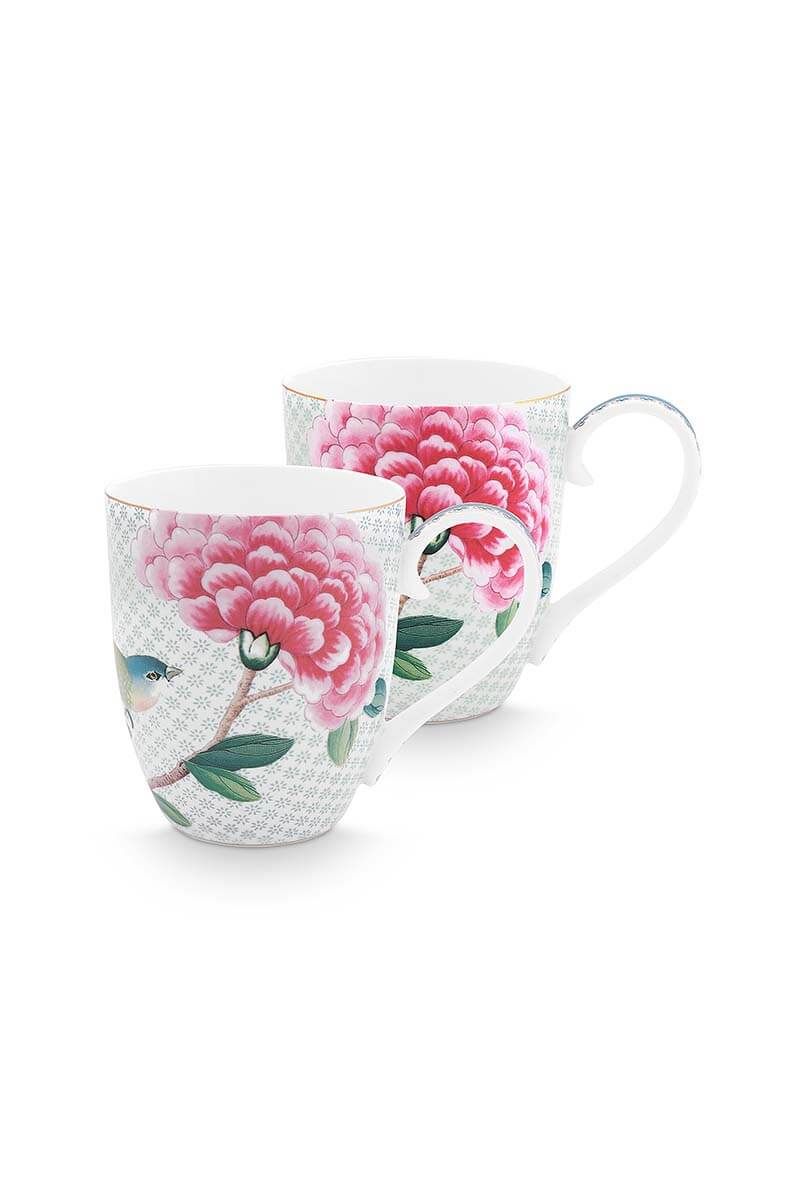 Blushing Birds Set/2 Mugs XL White